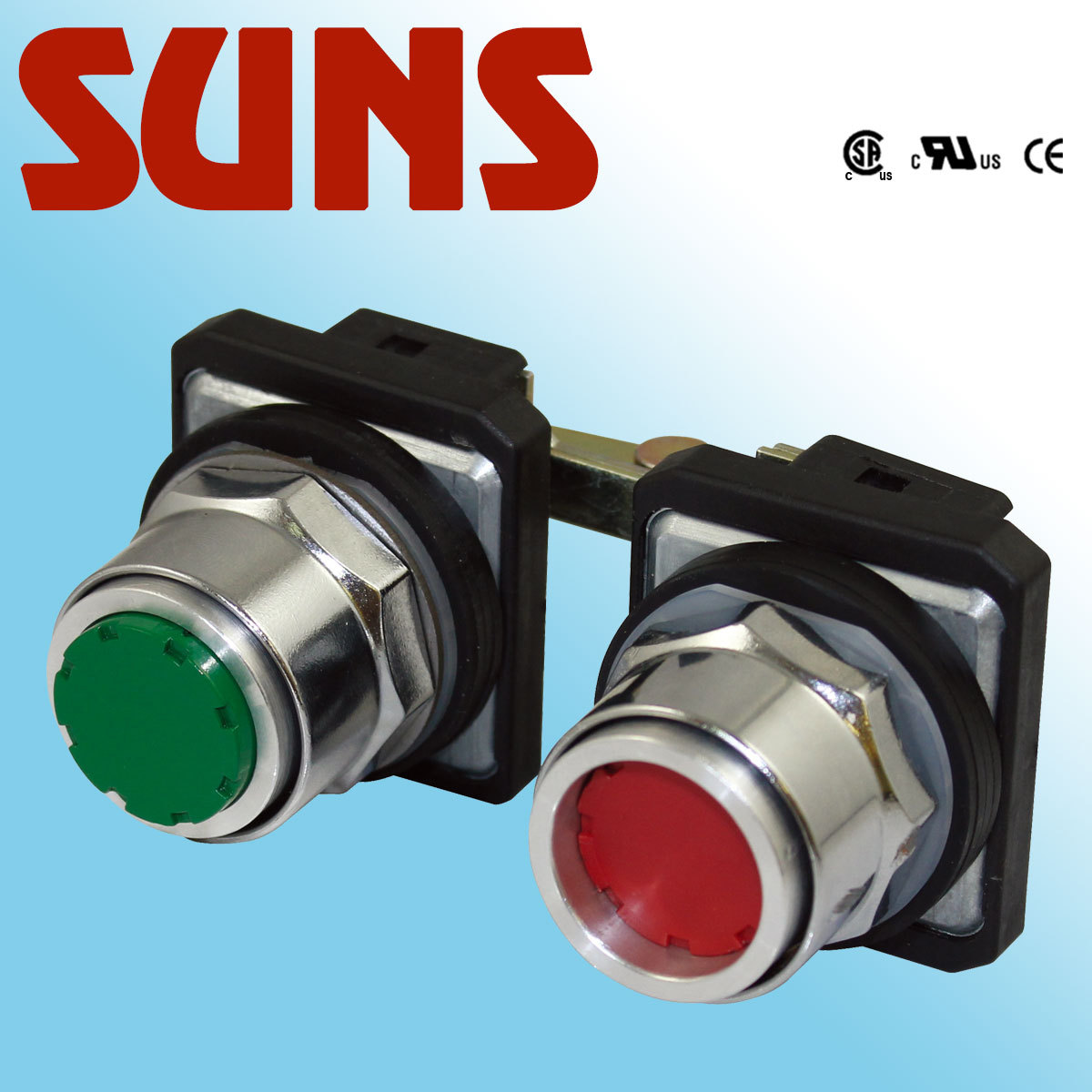 SUNS美国三实  PBM30-MIP 镀铬铁边框面板按钮