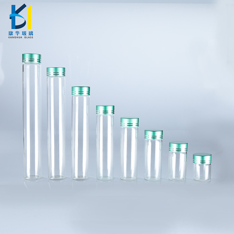 管制透明玻璃漂流瓶直径30mm螺口绿盖保健品小药瓶胶囊片剂瓶批发