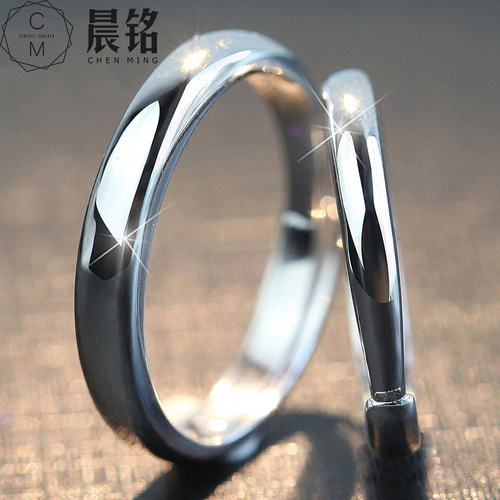 S925 silver glossy inner and outer arc ring, girls' jewelry, Japanese and Korean men's simple couple's ring, student pair, trendy people