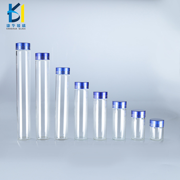 厂家直销批发密封分装沉香玻璃瓶管制糖果漂流瓶铝盖透明玻璃瓶