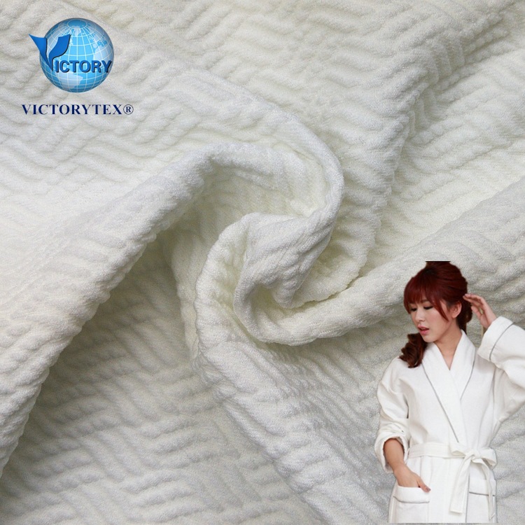 涤纶氨纶弹力浴袍睡衣面料针织提花双面空气层牛肚布起皱起泡泡布
