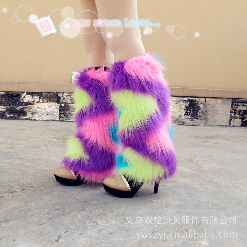 厂家直销 欧美流行保暖护腿毛毛袜套 皮草靴套 腿套 脚套02|ru