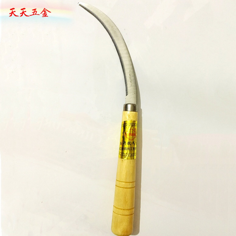 厂家供应龙牌信得利不锈钢木柄锯齿镰刀、禾刀 割草刀 农具刀批发