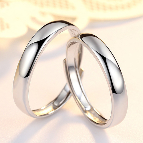 S925 silver glossy inner and outer arc ring, girls' jewelry, Japanese and Korean men's simple couple's ring, student pair, trendy people