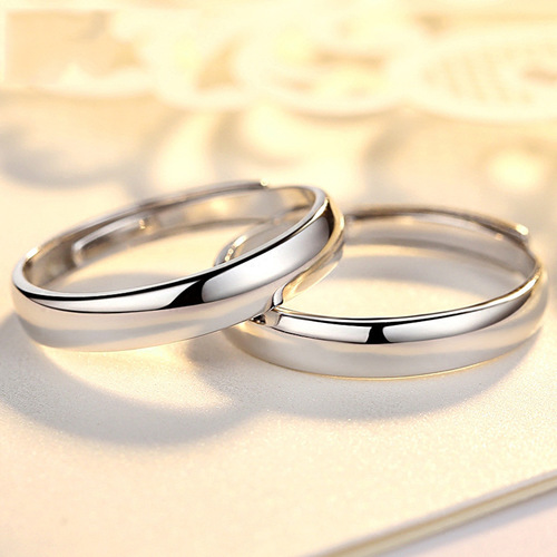 S925 silver glossy inner and outer arc ring, girls' jewelry, Japanese and Korean men's simple couple's ring, student pair, trendy people