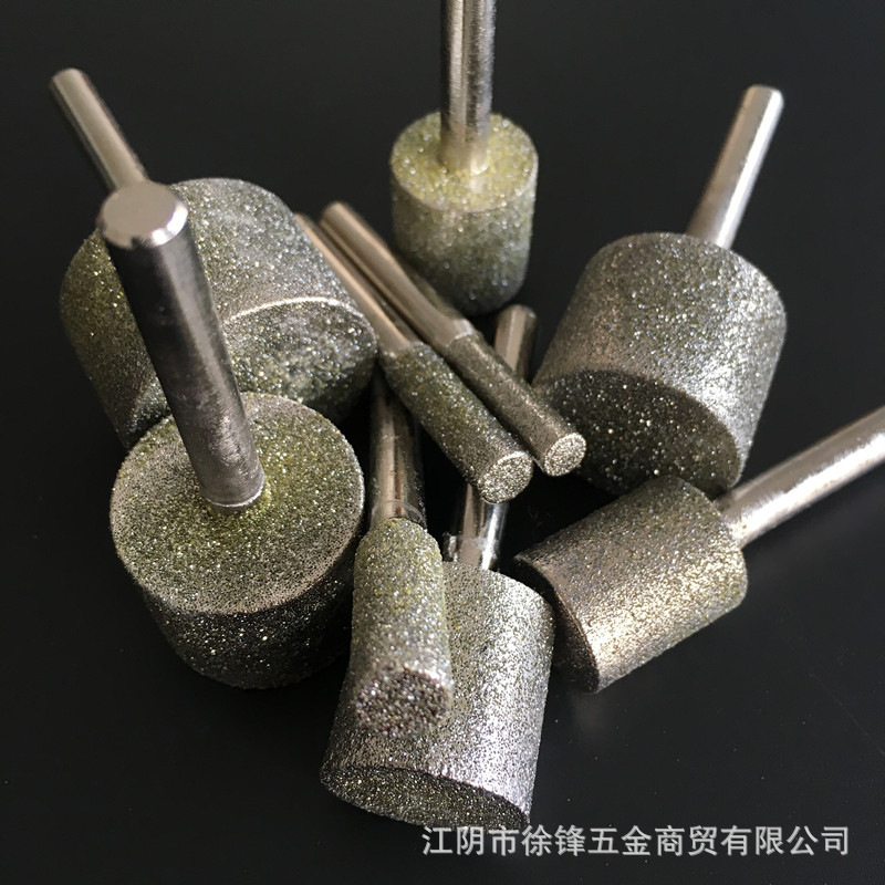 Cabeza de molienda de diamante Barra de molienda de aleación cilíndrica 60 malla gruesa arena mango 6mm metal piedra molienda talla 6010