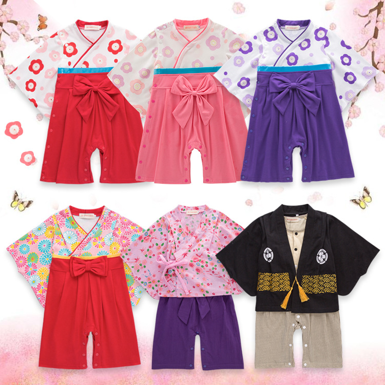 日本日系儿童和服男童女童长袖婴儿和服连体衣日式爬服童装