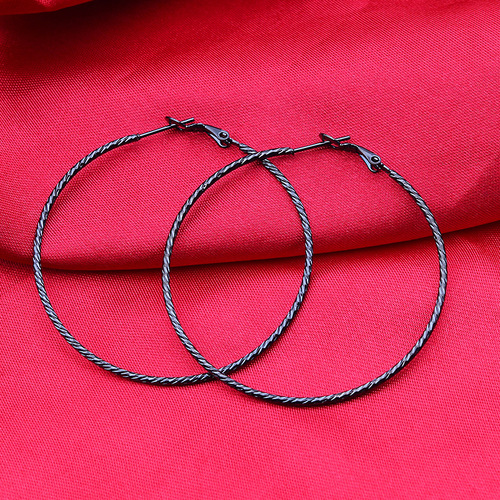 Titanium steel, stainless steel, exaggerated shrimp male buckle, thin wire, large earrings, earrings, embossed texture, thin earrings, factory direct sales