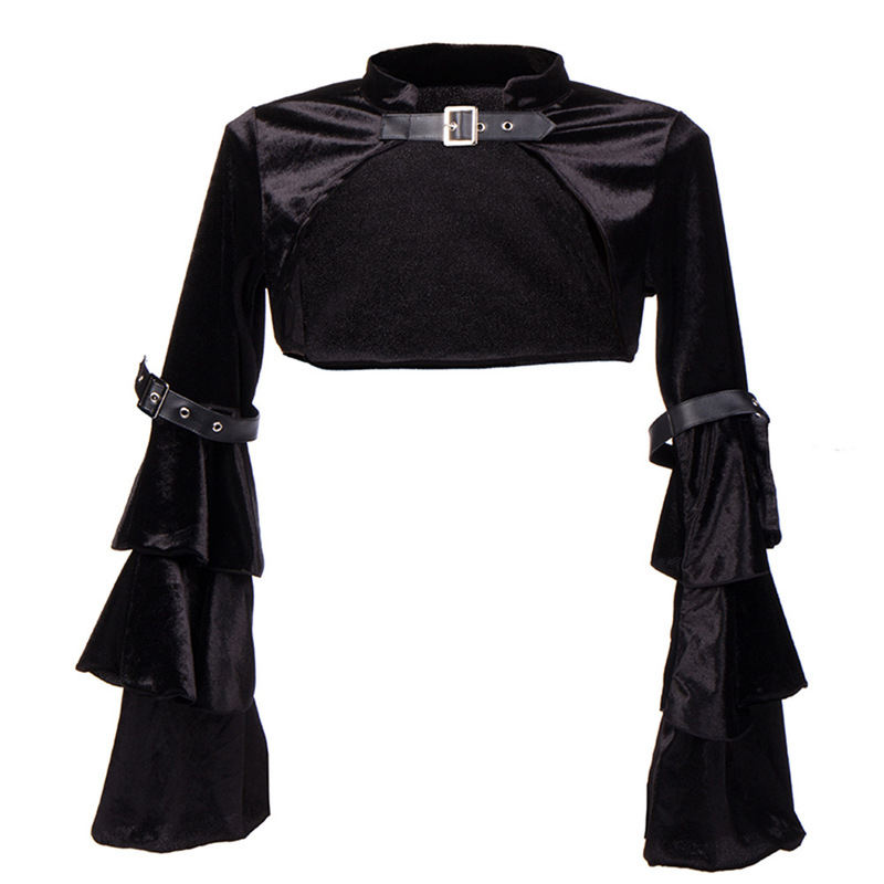 Short Slim Dress Jacket, Women's Long-Sleeved Shawl Waistoutwear, Spring & Fall Casual Velvet Outer Top
