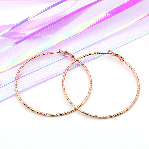 Titanium steel, stainless steel, exaggerated shrimp male buckle, thin wire, large earrings, earrings, embossed texture, thin earrings, factory direct sales