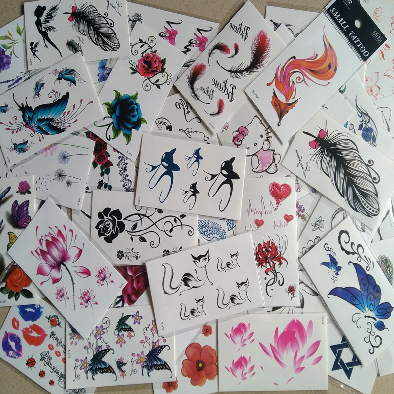 Waterproof simulation temporary tattoo fresh English ankle clavicle flower watermark tattoo sticker