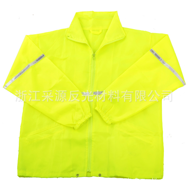厂家热销防水透气荧光黄牛津布反光雨衣分体式套装环卫户外反光条