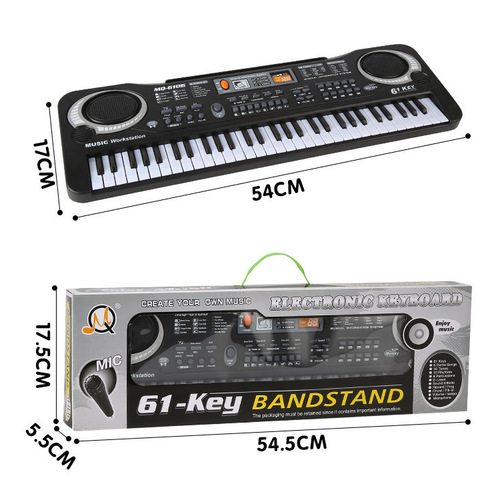 Children's electronic keyboard 61-key multi-function musical instrument with microphone photo studio educational toy gift piano with power supply