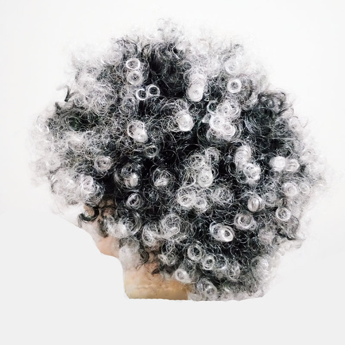 Granny style afro holiday party wig black and white clown fan headgear film and television props stage supplies