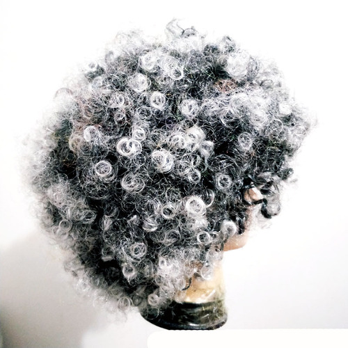 Granny style afro holiday party wig black and white clown fan headgear film and television props stage supplies