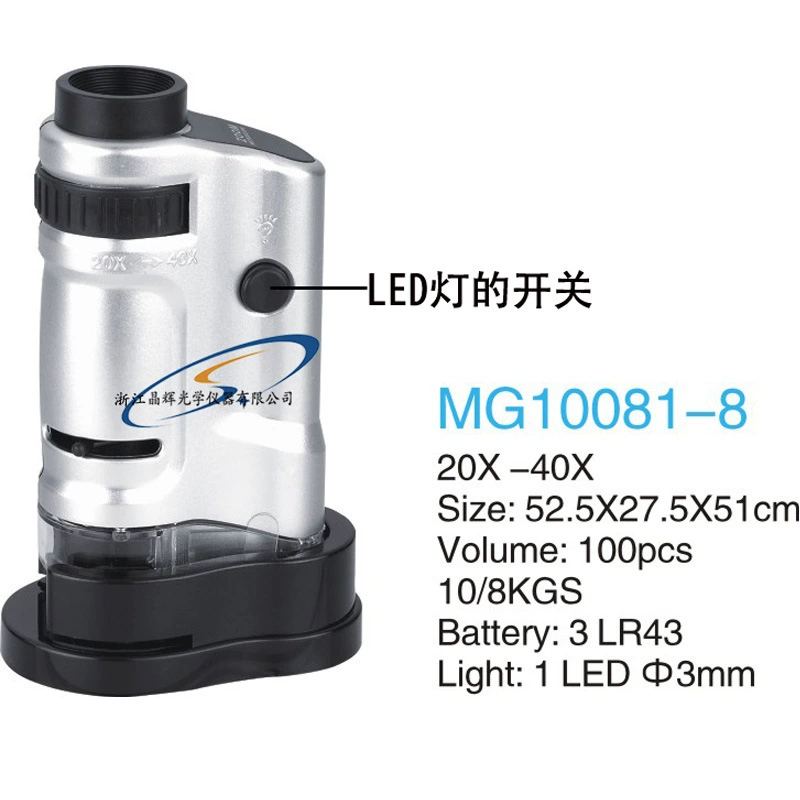 Фабрика Jinghui с подсветкой 10081-8 портативный Настольный компьютер 20-40 раз со световым микроскопом увеличительное стекло цельная доставка