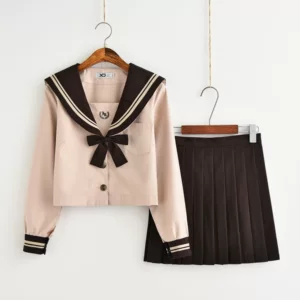 奶茶色日系中间服长袖不良JK制服水手服女学生校服班服学院风套