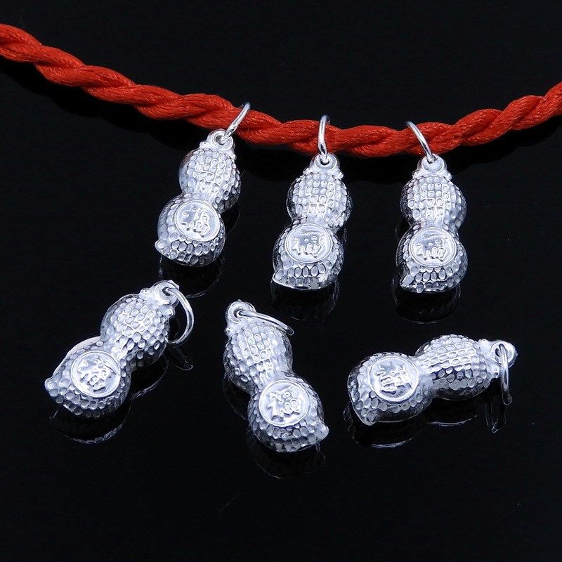 Sterling silver manufacturers wholesale 990 sterling silver pendant Fu peanut pendant Bell accessories silver jewelry diy braid red rope