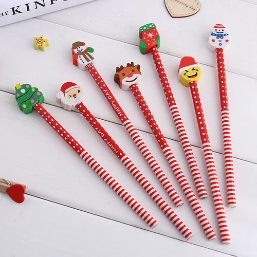 Christmas Pencil Stationery Set for Primary School Students Prize Supplies Cartoon Pencils