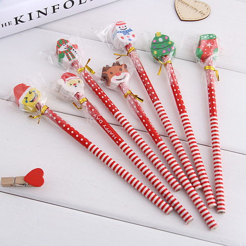 Christmas Pencil Stationery Set for Primary School Students Prize Supplies Cartoon Pencils
