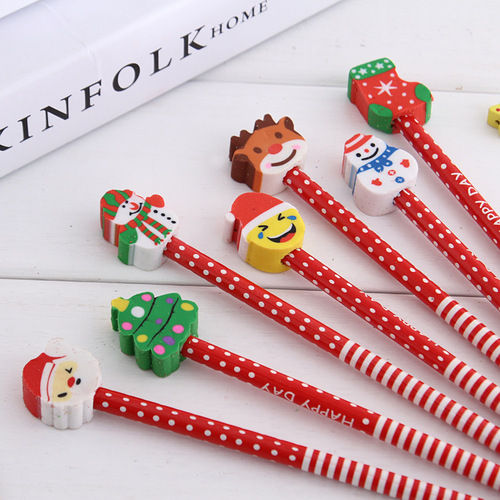 Christmas Pencil Stationery Set for Primary School Students Prize Supplies Cartoon Pencils