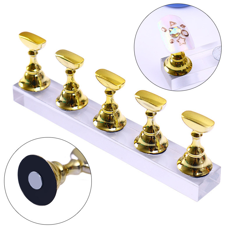 Nail art tools chessboard tray nail holder display with magnetic Japanese chess piece fake nail holder practice set