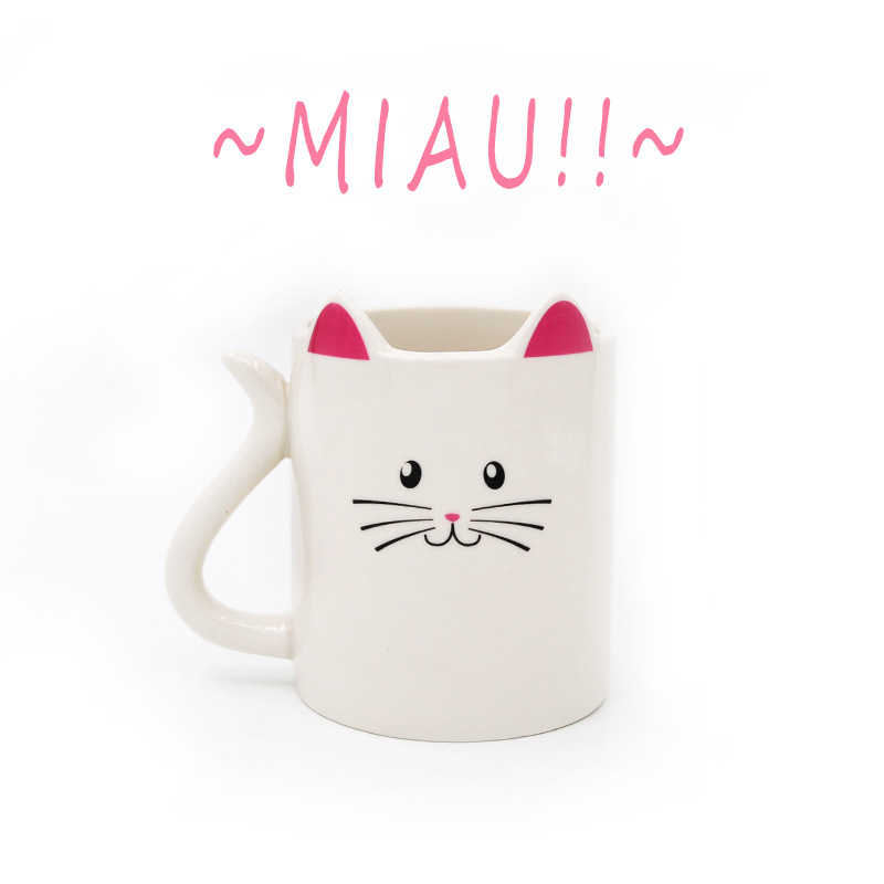 Taza del gato creativo pintado a mano animal Taza de cerámica taza pareja taza de agua Linda personalidad taza de café en forma de gato