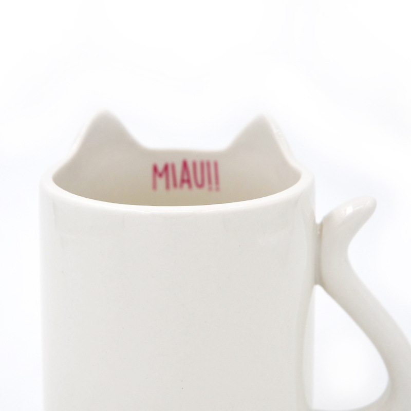 Taza del gato creativo pintado a mano animal Taza de cerámica taza pareja taza de agua Linda personalidad taza de café en forma de gato