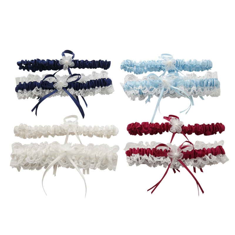 Bridal Wedding Lace Bow Milan Navy Blue Burgundy Off-White Garter Belt Wedding Garter