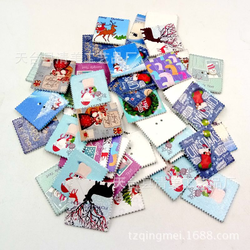 32*34mm fondo blanco pintado estilo navideño postal DIY madera pintada postal botón 50 un paquete