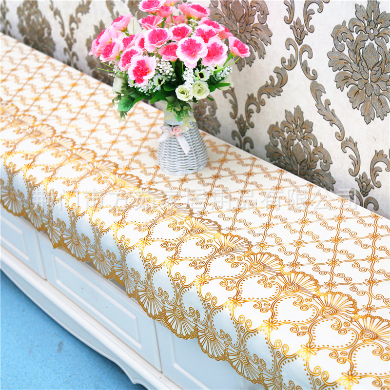 Mantel de estilo europeo impermeable a prueba de aceite anti-escaldado tela de mesa sala de estar hogar rectangular mesa de café mantel de plástico en stock al por mayor