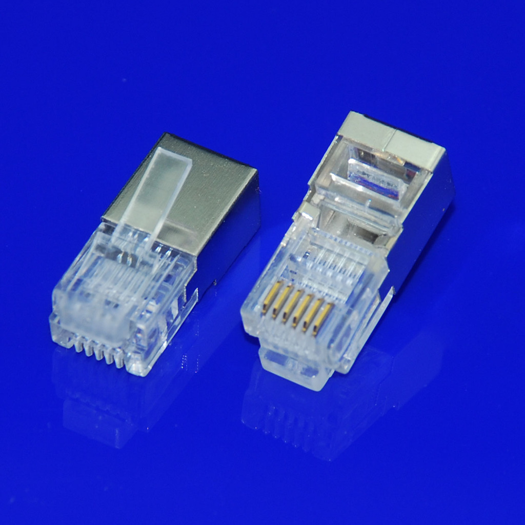 厂家供应符合FCC68.5标准XLEP品牌6P6C-RJ12屏蔽水晶头增强型镀金