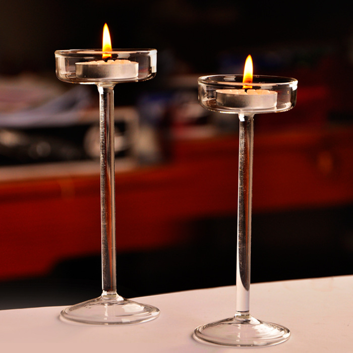 Mxmade estilo europeo patrón de vidrio transparente candelabro romántico y cálido decoración del hogar novia chica amor