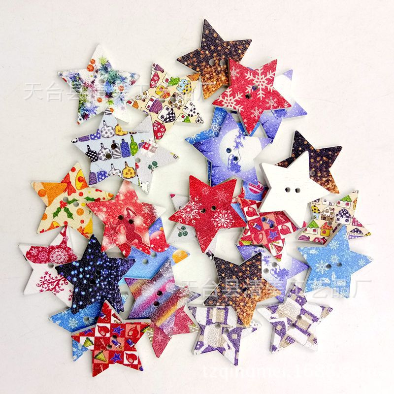 DIY pintado serie navideña estrella de cinco puntas fondo blanco pintado estilo navideño mixto estrella 100 por paquete