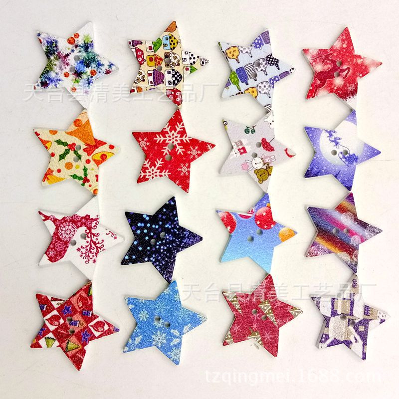 DIY pintado serie navideña estrella de cinco puntas fondo blanco pintado estilo navideño mixto estrella 100 por paquete