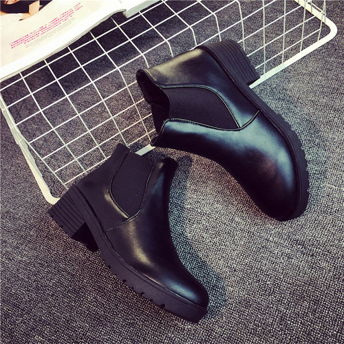 Chelsea Boots for Women - Autumn/Winter 2017 New Low-Heeled Flat Round-Toe Korean Version Martin Boots and Ankle Boots