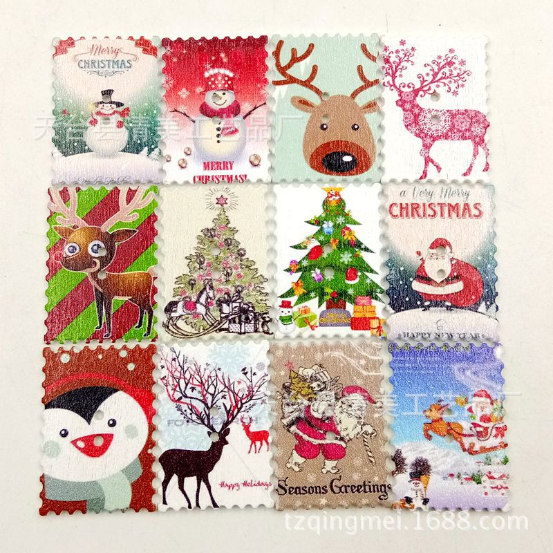 24*34mm fondo blanco estilo Navidad postal postal pintada mezcla 50 piezas en un paquete