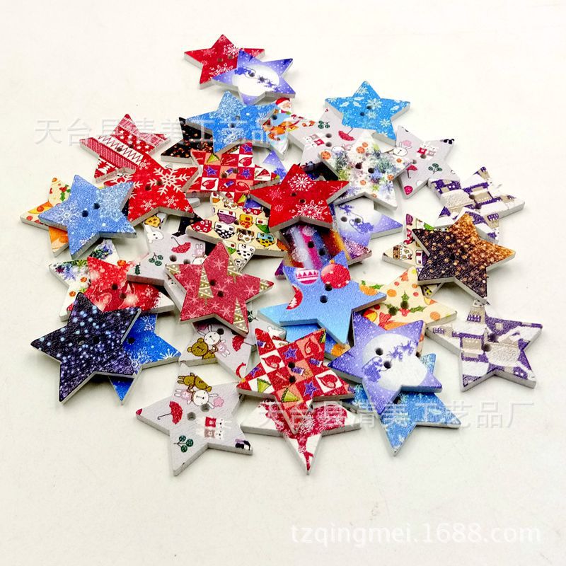 DIY pintado serie navideña estrella de cinco puntas fondo blanco pintado estilo navideño mixto estrella 100 por paquete