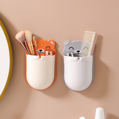 Bathroom toilet sink wall-mounted punch-free toothbrush toothpaste holder cup storage rack makeup storage box wholesale