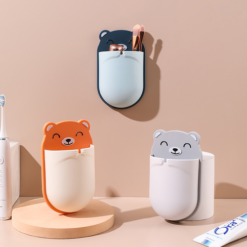 Bathroom toilet sink wall-mounted punch-free toothbrush toothpaste holder cup storage rack makeup storage box wholesale