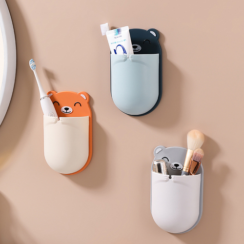 Bathroom toilet sink wall-mounted punch-free toothbrush toothpaste holder cup storage rack makeup storage box wholesale