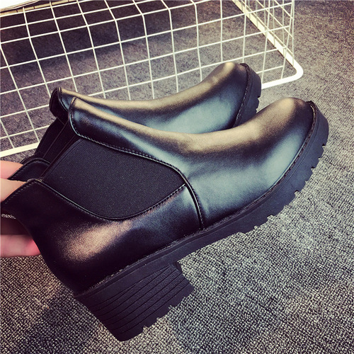 Chelsea Boots for Women - Autumn/Winter 2017 New Low-Heeled Flat Round-Toe Korean Version Martin Boots and Ankle Boots