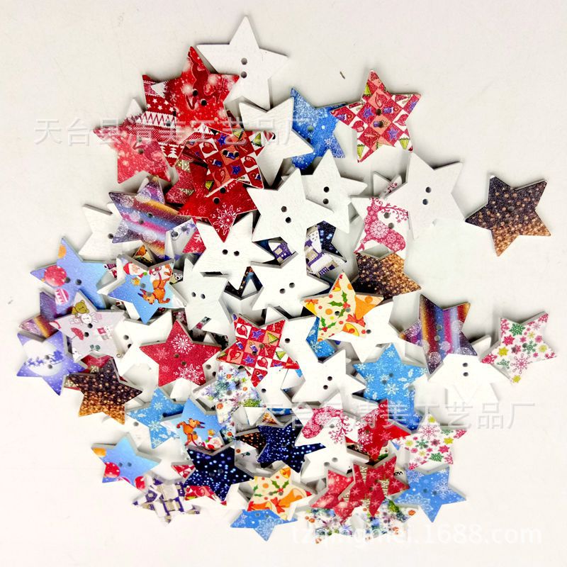 DIY pintado serie navideña estrella de cinco puntas fondo blanco pintado estilo navideño mixto estrella 100 por paquete