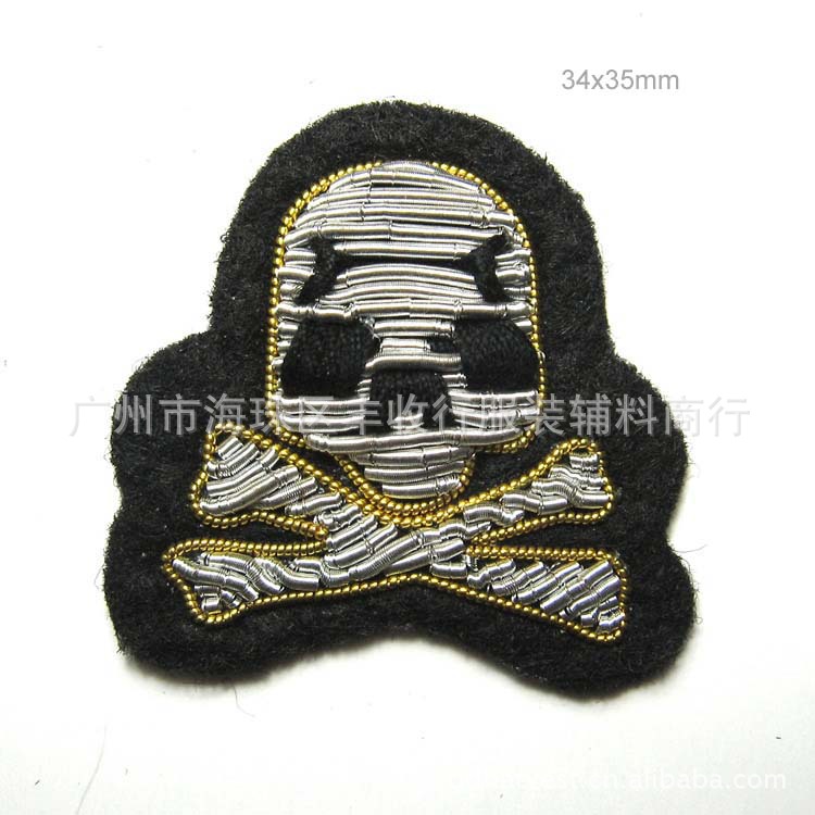 骷髅头手工印度丝绣花章 潮版手工绣花章