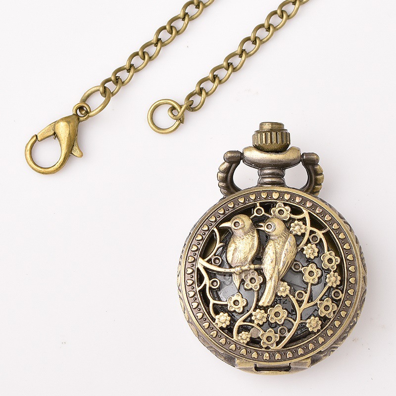 Animal retro flip quartz watch a variety of popular thin chain small hanging watch fashion trend pocket watch wholesale
