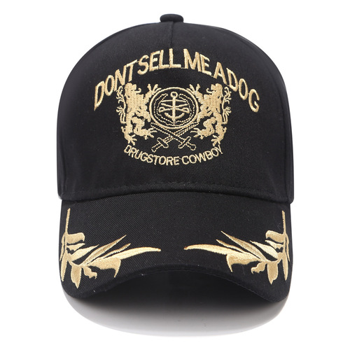 New hat men's summer wheat ear embroidered baseball cap women's casual double lion cap outdoor sun hat
