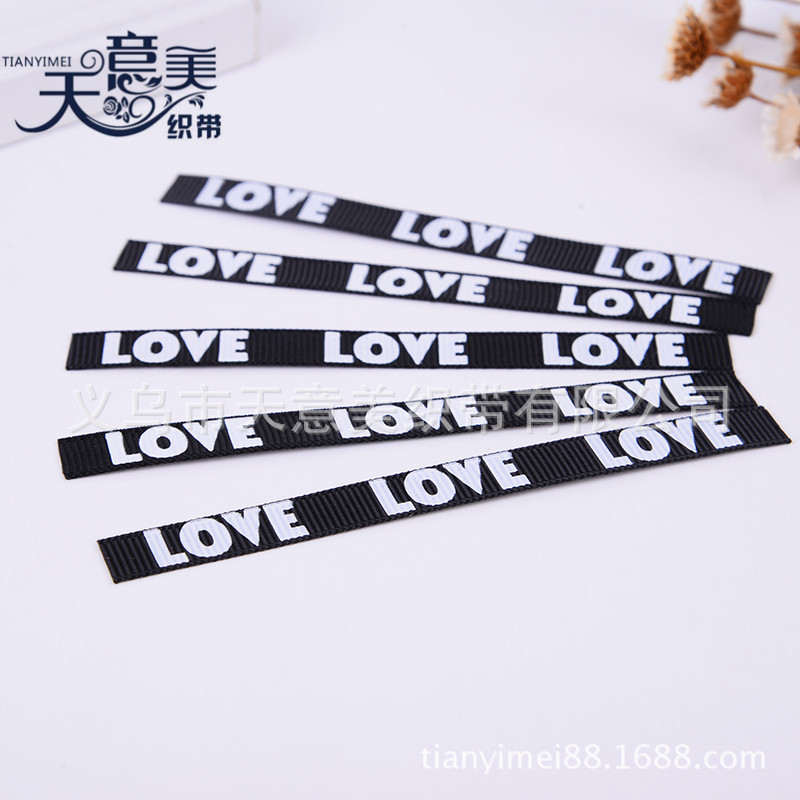 Cinta de raso con logotipo impreso a medida, cinta acanalada negra de 1 cm, accesorios para prendas de vestir, cordón