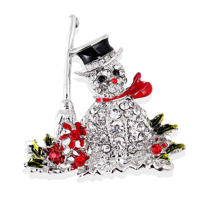 Lanhao korejska nova retro risanka, barvni diamant, božična metla, snežak, lutka, broška, zaponka na prsih, moški in ženske_voghion.com