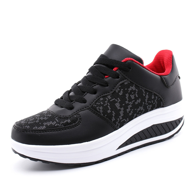 2026 Cross-Border Foreign Trade Outdoor Spring and Autumn Women's Shoes Fly-Knit Leather Shoes Sports Rocking Shoes Student Platform Shoes 35-43