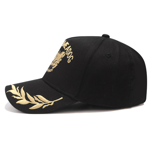 New hat men's summer wheat ear embroidered baseball cap women's casual double lion cap outdoor sun hat